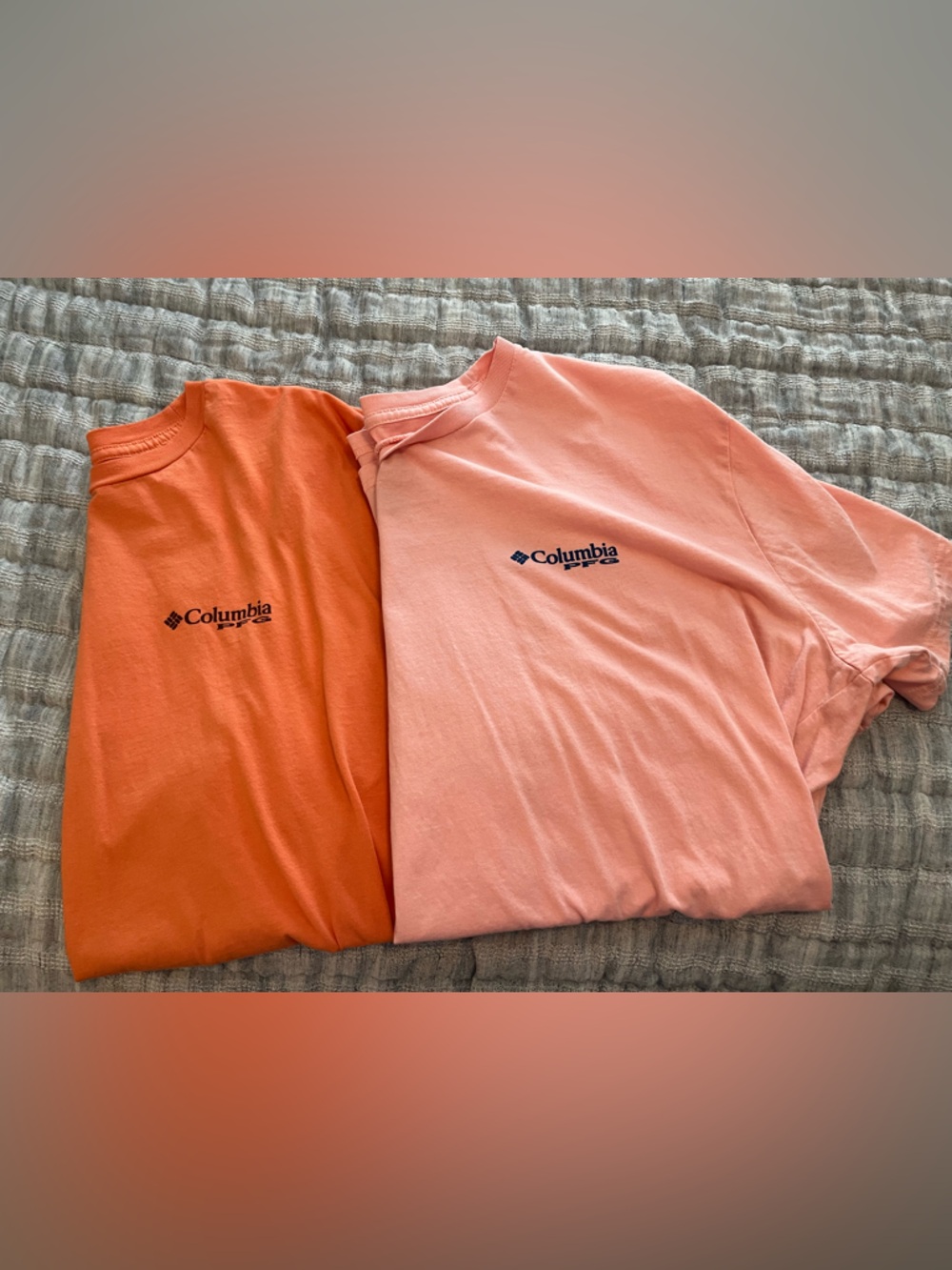 Two Columbia Coral & Orange PFG Short Sleeve Tees